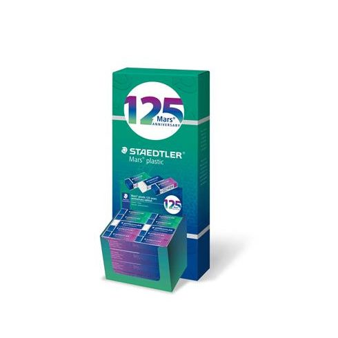 Radír display, STAEDTLER "Mars® Plastic 526, 125 years", kék-zöld-lila