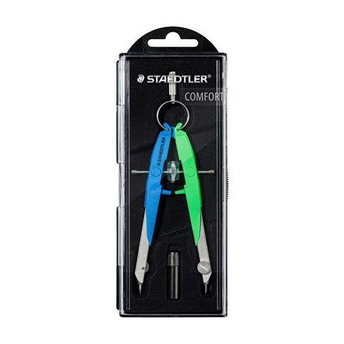 Körző készlet, precíziós, 2 darabos, STAEDTLER "Mars Comfort 556", neon kék/zöld