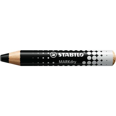 Táblaceruza fehértáblához, flipchartpapírhoz, kúpos, STABILO "MARKdry", fekete