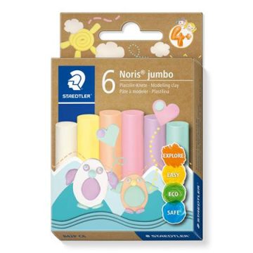   Modellező gyurma készlet, STAEDTLER "Noris® jumbo 842", 6 különböző pasztell szín