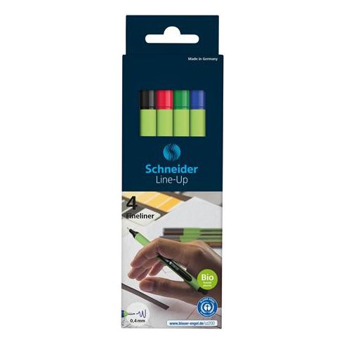 Tűfilc készlet, 0,4 mm, SCHNEIDER "Line-Up", 4 különböző szín