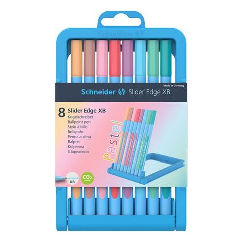 Golyóstoll készlet, 0,7 mm, kupakos, SCHNEIDER "Slider Edge XB Pastel", 8 különböző pasztell szín