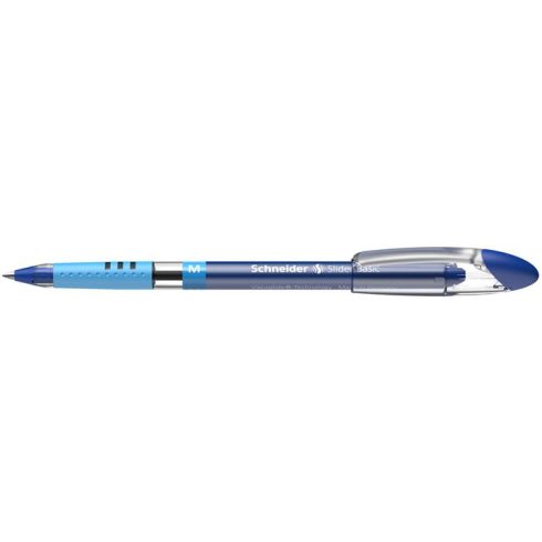 Golyóstoll, 0,5 mm, kupakos, SCHNEIDER "Slider Basic M", kék