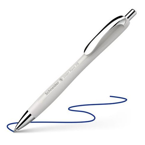 Golyóstoll, 0,7 mm, nyomógombos, SCHNEIDER "Slider Rave XB", ezüst szürke