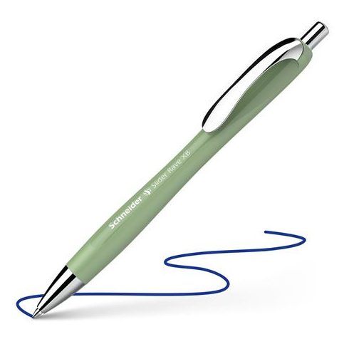 Golyóstoll, 0,7 mm, nyomógombos, SCHNEIDER "Slider Rave XB", organikus zöld