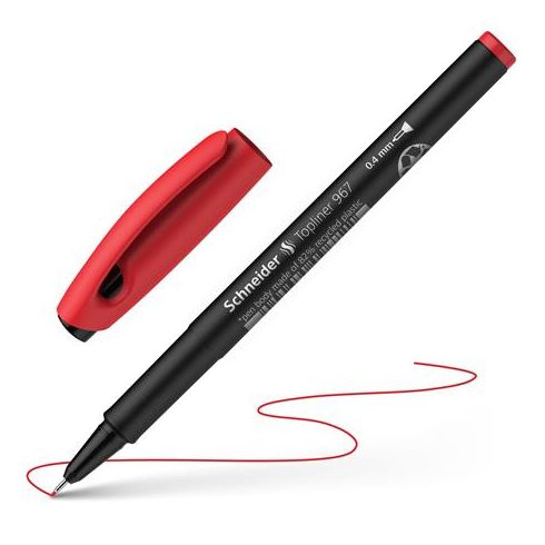 Tűfilc, 0,4 mm, SCHNEIDER "Topliner 967", piros