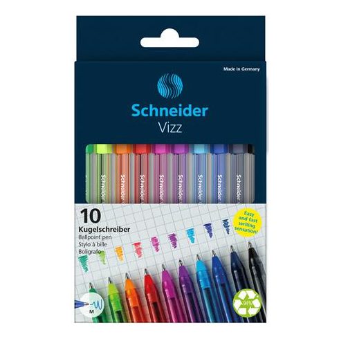 Golyóstoll készlet, 0,5 mm, kupakos, SCHNEIDER "Vizz", vegyes színek