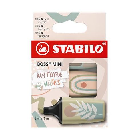 Szövegkiemelő készlet, 1-4 mm, STABILO "Boss Mini Nature vibes", 3 különböző szín