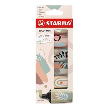   Szövegkiemelő készlet, 1-4 mm, STABILO "Boss Mini Nature vibes", 6 különböző szín