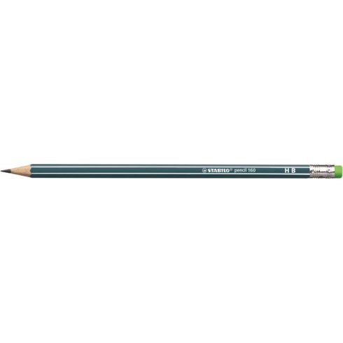 Grafitceruza radírral, HB, hatszögletű, STABILO "Pencil 160", olajzöld