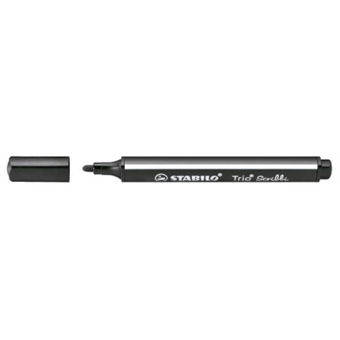 Filctoll, 1,5-2 mm, rugós hegy, STABILO "Trio Scribbi", fekete