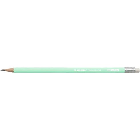 Grafitceruza radírral, HB, hatszögletű, STABILO "Swano Pastel", zöld