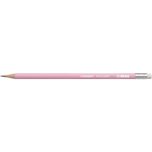 Grafitceruza radírral, HB, hatszögletű, STABILO "Swano Pastel", pink