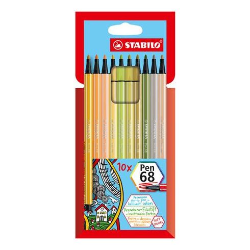 Filctoll készlet, 1 mm, STABILO "Pen 68", 10 különböző szín