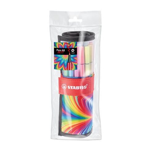 Filctoll, készlet, 1 mm, felcsavarható, STABILO "Pen 68 ARTY", 25 különböző színű