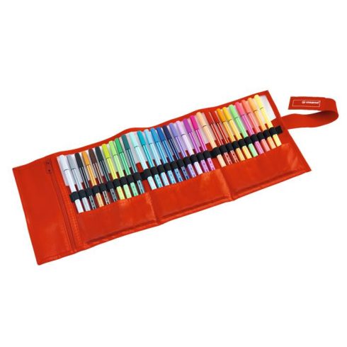 Filctoll, készlet, 1 mm, felcsavarható szett, STABILO "Pen 68", 30 különböző szín