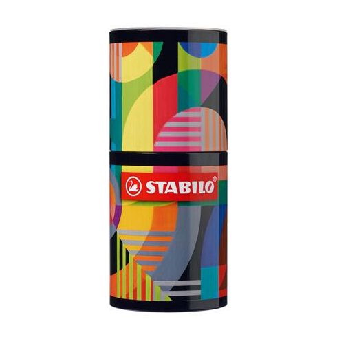 Filctoll készlet, hengeres fém doboz, 1 mm, STABILO "Pen 68 ARTY", 45 különböző szín