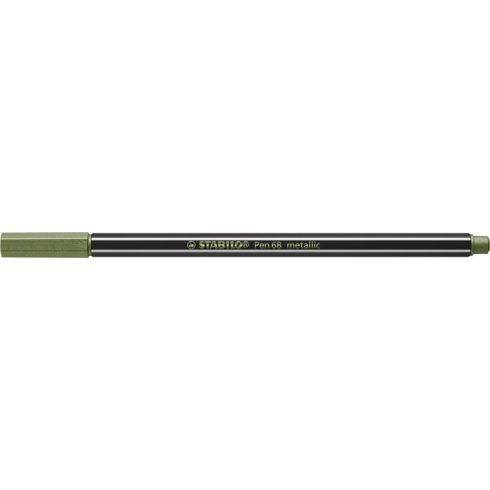 Filctoll, 1,4 mm, STABILO "Pen 68 metallic", metál világoszöld