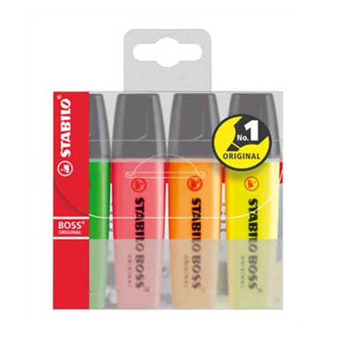 Szövegkiemelő készlet, 2-5 mm, STABILO "BOSS original", 4 különböző szín