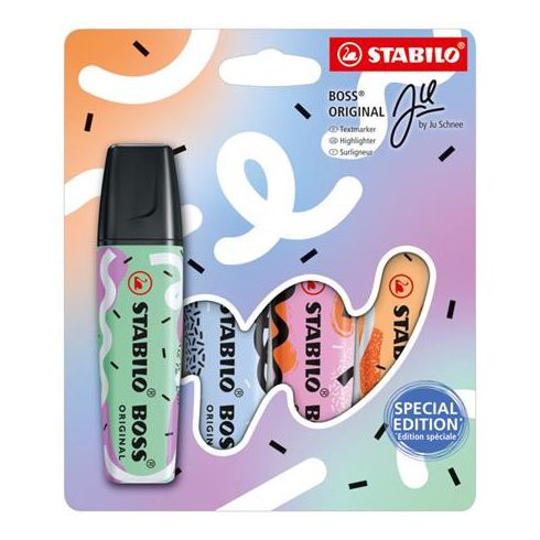 Szövegkiemelő készlet, 2-5 mm, STABILO "Boss Original Ju Schnee", 4 különböző szín