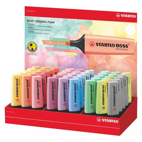 Szövegkiemelő display, 2-5 mm, STABILO "BOSS Pastel", vegyes pasztell színek
