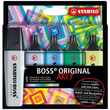   Szövegkiemelő készlet, 2-5 mm, STABILO "BOSS original Arty", 5 hideg szín