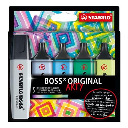 Szövegkiemelő készlet, 2-5 mm, STABILO "BOSS original Arty", 5 hideg szín