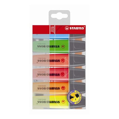 Szövegkiemelő készlet, 2-5 mm, STABILO "BOSS original", 6 különböző szín
