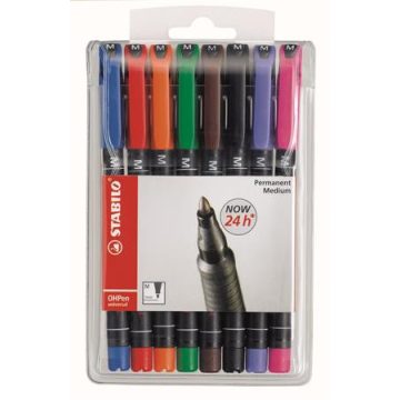   Alkoholos marker, 1 mm, STABILO "OHPen M", 8 különböző szín