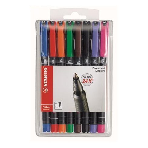 Alkoholos marker, 1 mm, STABILO "OHPen M", 8 különböző szín