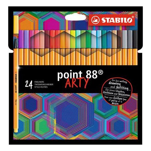 Tűfilc készlet, 0,4 mm, STABILO "Point 88 ARTY", 24 különböző szín