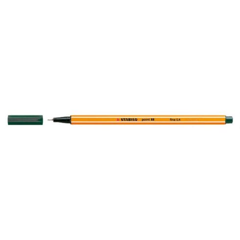 Tűfilc, 0,4 mm, STABILO "Point 88", sötétzöld