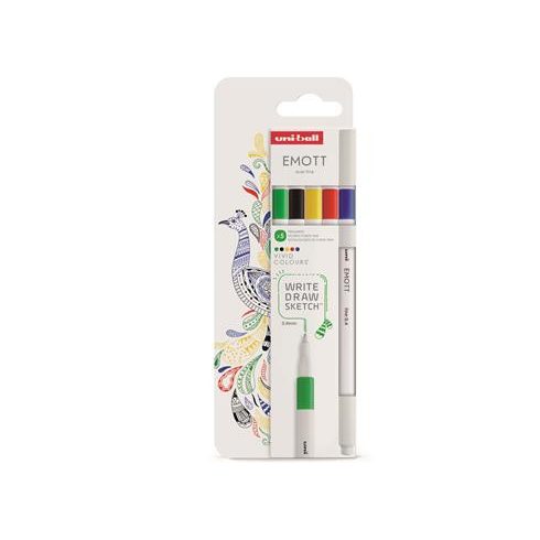 Tűfilc készlet, 0,4 mm, UNI "Emott Vivid", 5 különböző szín