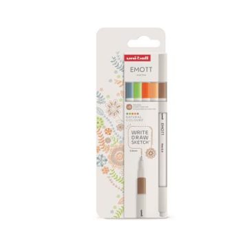   Tűfilc készlet, 0,4 mm, UNI "Emott Natural", 5 különböző szín