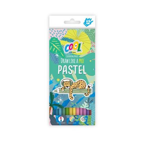 Színes ceruza készlet, kerek, COOL BY VICTORIA "Pastel", 12 pasztell szín