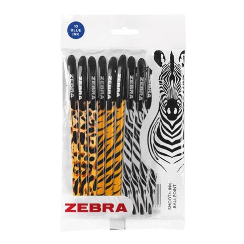 Golyóstoll, 0,27 mm, kupakos, vegyes testszín, ZEBRA "Animal Doodler'z", kék