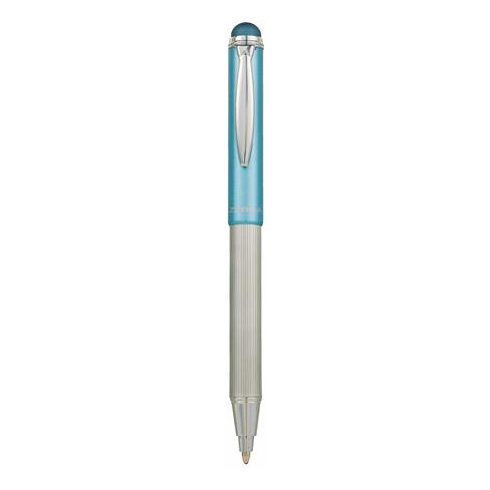 Golyóstoll, 0,24 mm, teleszkópos, rozsdamentes acél, világoskék tolltest, ZEBRA "Telescopic Metal Stylus", kék