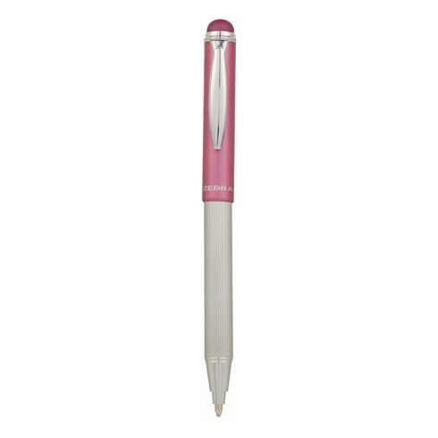 Golyóstoll, 0,24 mm, teleszkópos, rozsdamentes acél, pink tolltest, ZEBRA "Telescopic Metal Stylus", kék