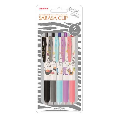 Zseléstoll készlet, 0,33 mm, nyomógombos, ZEBRA "Sarasa Clip Kawai Animal"