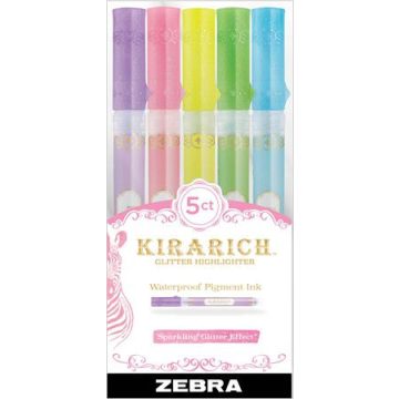   Szövegkiemelő készlet, 3,5 mm, vágott hegy, ZEBRA "Kirarich", 5 különböző szín