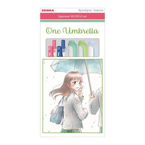 Írószer készlet, ZEBRA "Manga Set, One Umbrella", 5 darabos