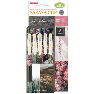   Zseléstoll, 0,33 mm, nyomógombos, ZEBRA "Sarasa Clip Calming Moment", 5 különböző szín