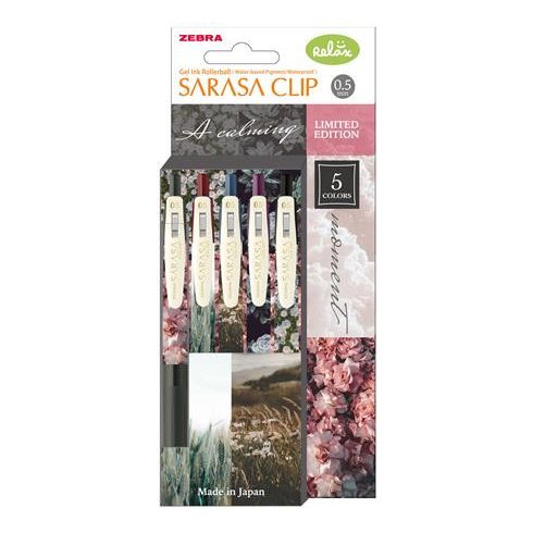 Zseléstoll, 0,33 mm, nyomógombos, ZEBRA "Sarasa Clip Calming Moment", 5 különböző szín
