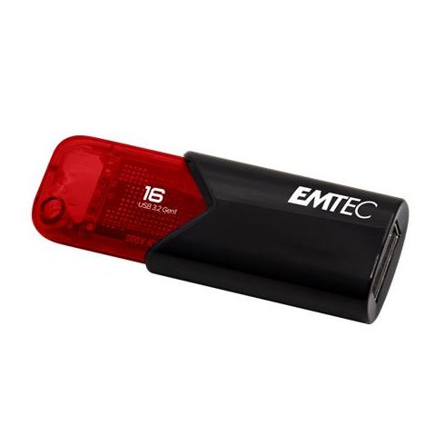 Pendrive, 16GB, USB 3.2, EMTEC "B110 Click Easy", fekete-piros