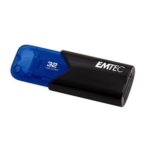 Pendrive, 32GB, USB 3.2, EMTEC "B110 Click Easy", fekete-kék