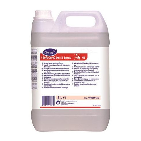 Kézfertőtlenítő folyadék, alkoholos, 5 l, "Soft Care Des E Spray"