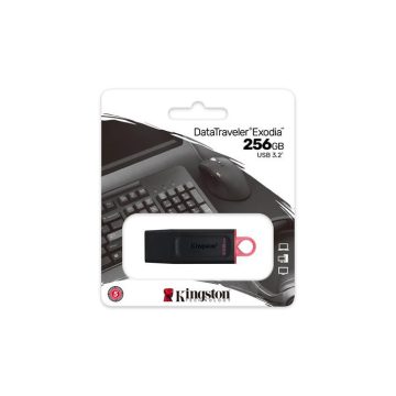   Pendrive, 256GB, USB 3.2, KINGSTON "DataTraveler Exodia", fekete-rózsaszín