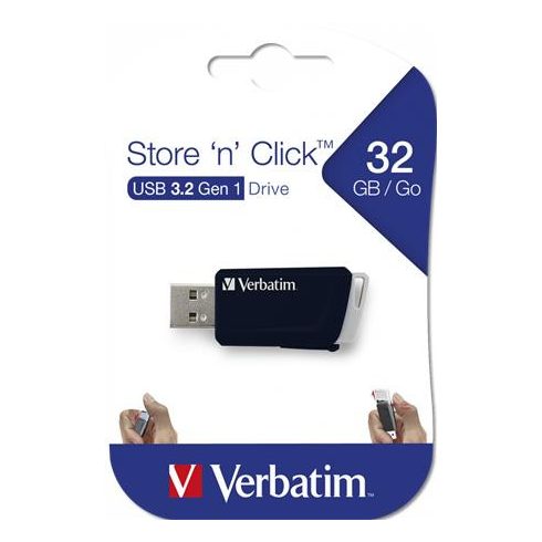 Pendrive, 32GB, USB 3.2, 80/25MB/sec, VERBATIM "Store n Click", fekete