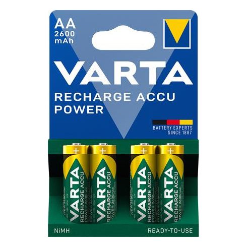 Tölthető elem, AA ceruza, 4x2600 mAh, előtöltött, VARTA "Power"