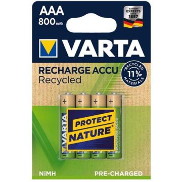   Tölthető elem, AAA mikro, újrahasznosított, 4x800 mAh, VARTA